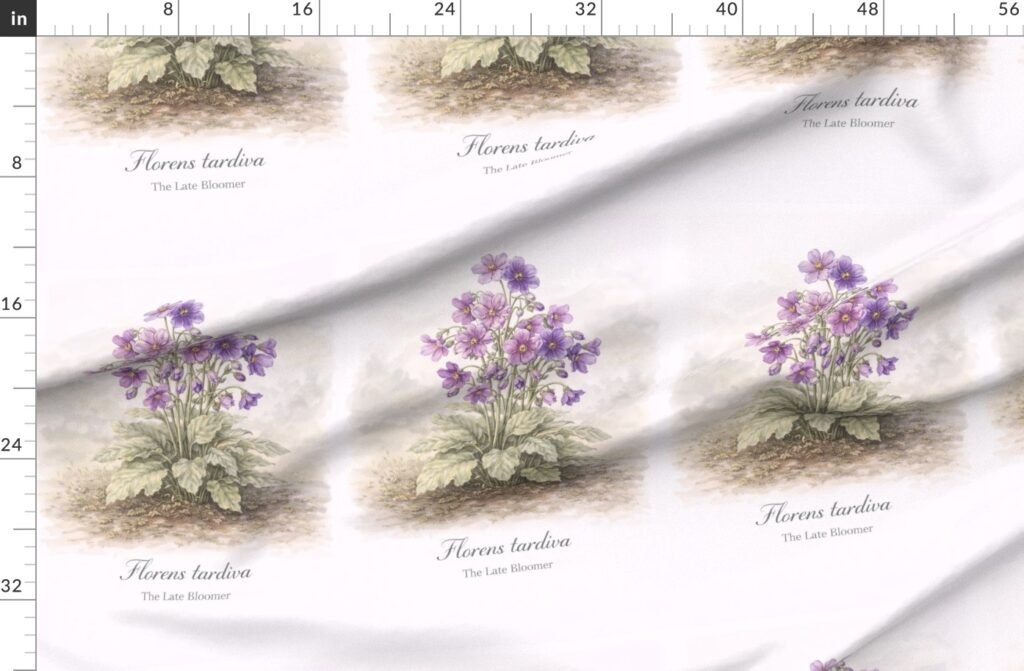 Florens tardiva The Late Bloomer Botanical Watercolor Fabric design