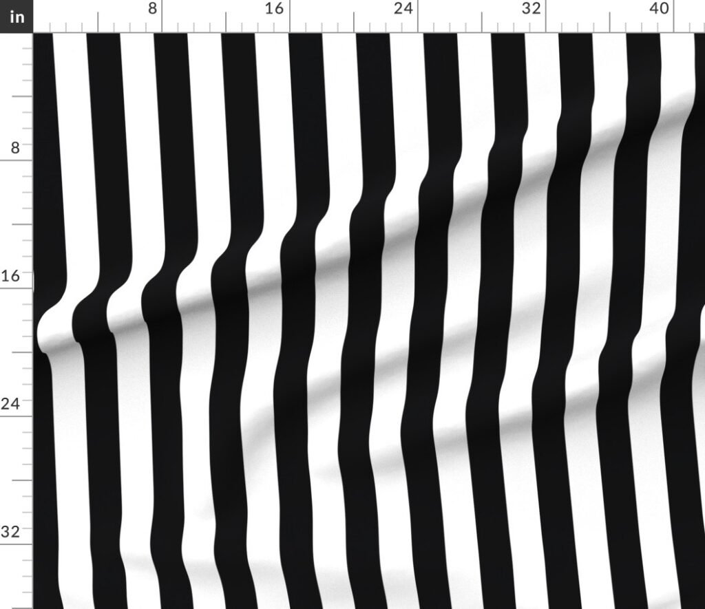 Licorice Black and White 2" Stripes Fabric design