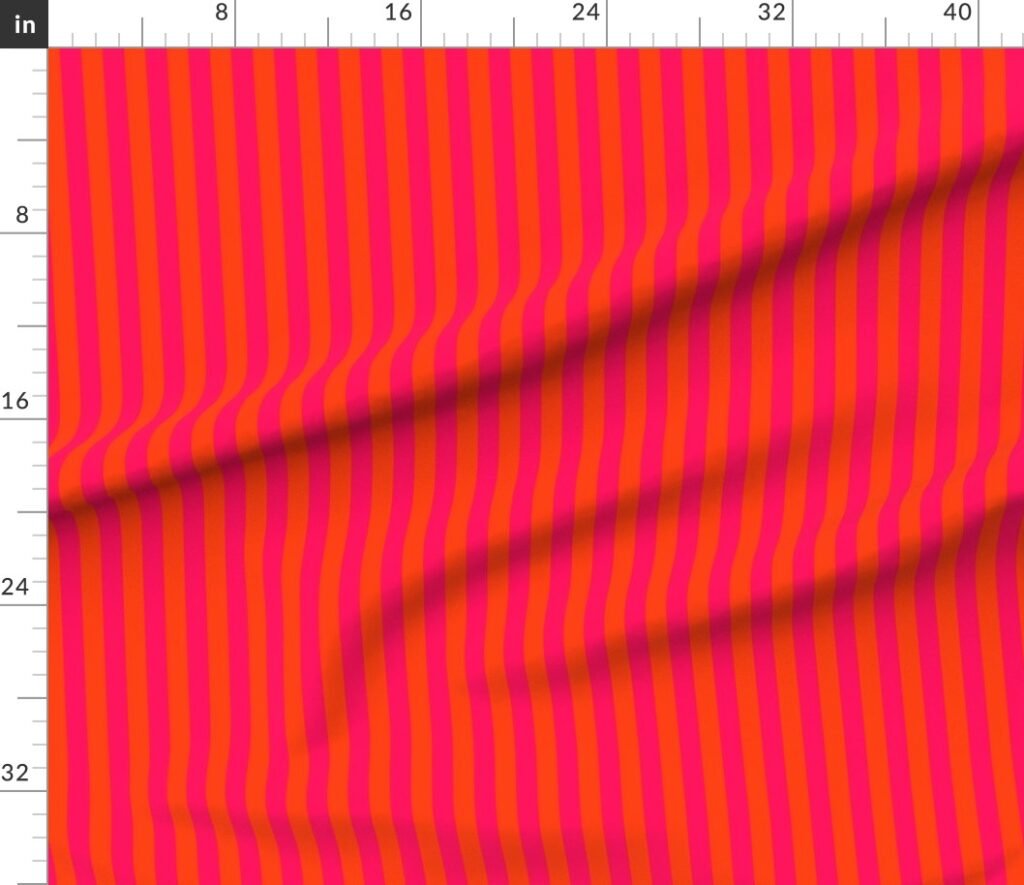 Neon Orange and Pink Vertical Stripes Fabric design