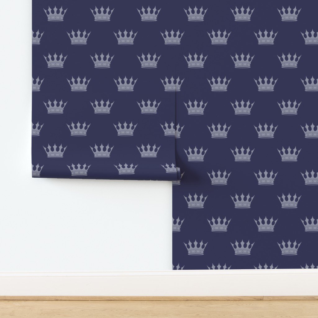 Royal Blue on Blue Crowns Wallpaper design