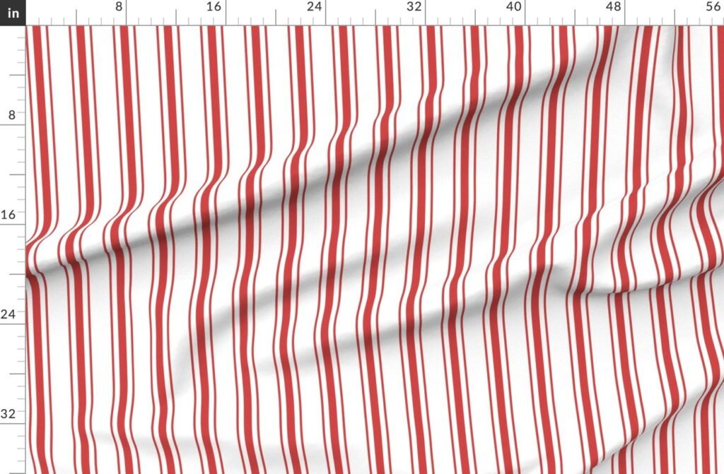 Mattress Ticking Wide Striped Pattern in Red and White Fabric design