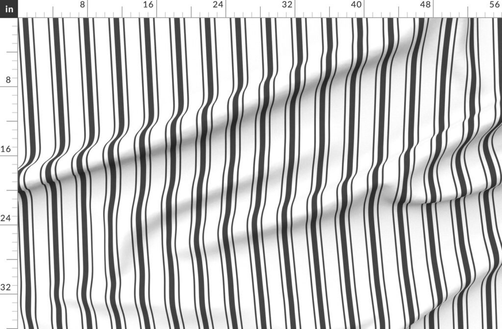 Mattress Ticking Wide Striped Pattern in Dark Black and White Fabric design