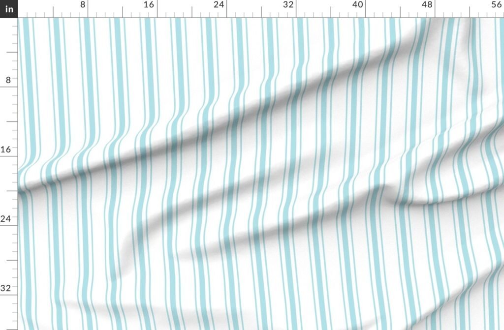 Pale Sky Blue and White Striped Mattress Ticking Fabric design