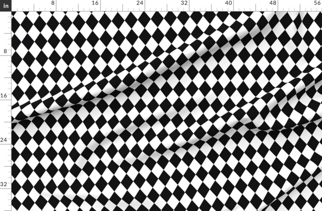 Black and White Small Modern Diamond Pattern Fabric design