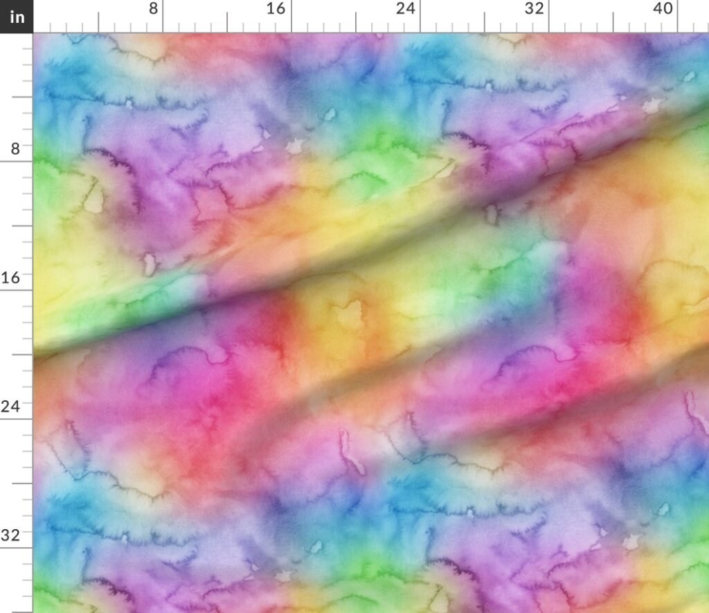 Bright Yellow Green Blue Pink Pastel Rainbow Watercolor Ombre Shades Fabric design