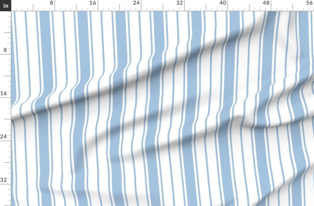 Blue and White Vertical French Stripe Fabric design