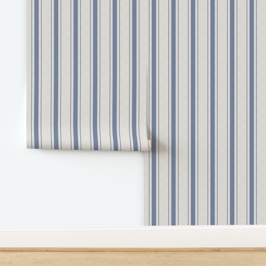 Wide Stressed Blue Denim Mattress Ticking Wallpaper design
