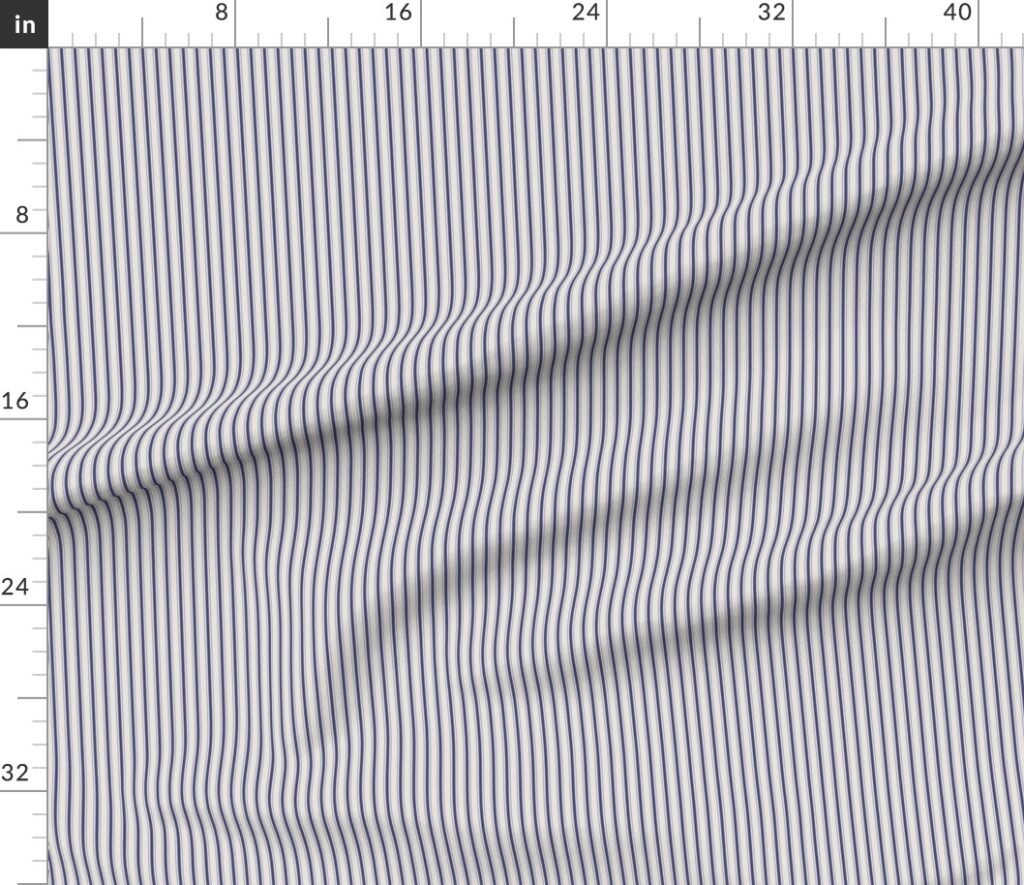 Micro Cornflower Blue Antique Vintage Mattress Ticking Stripe on Fabric design