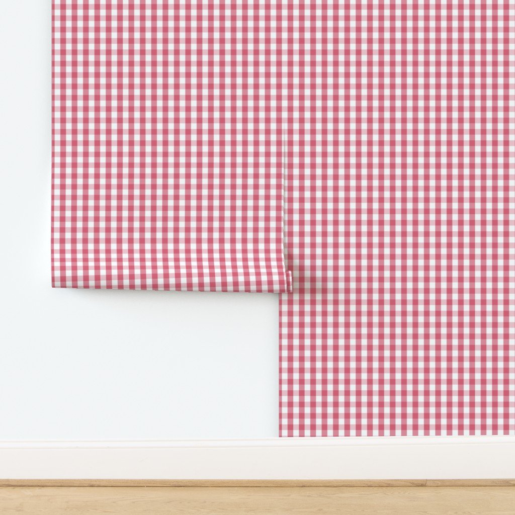 1 inch Nantucket Red Gingham Check Plaid Pattern Wallpaper design