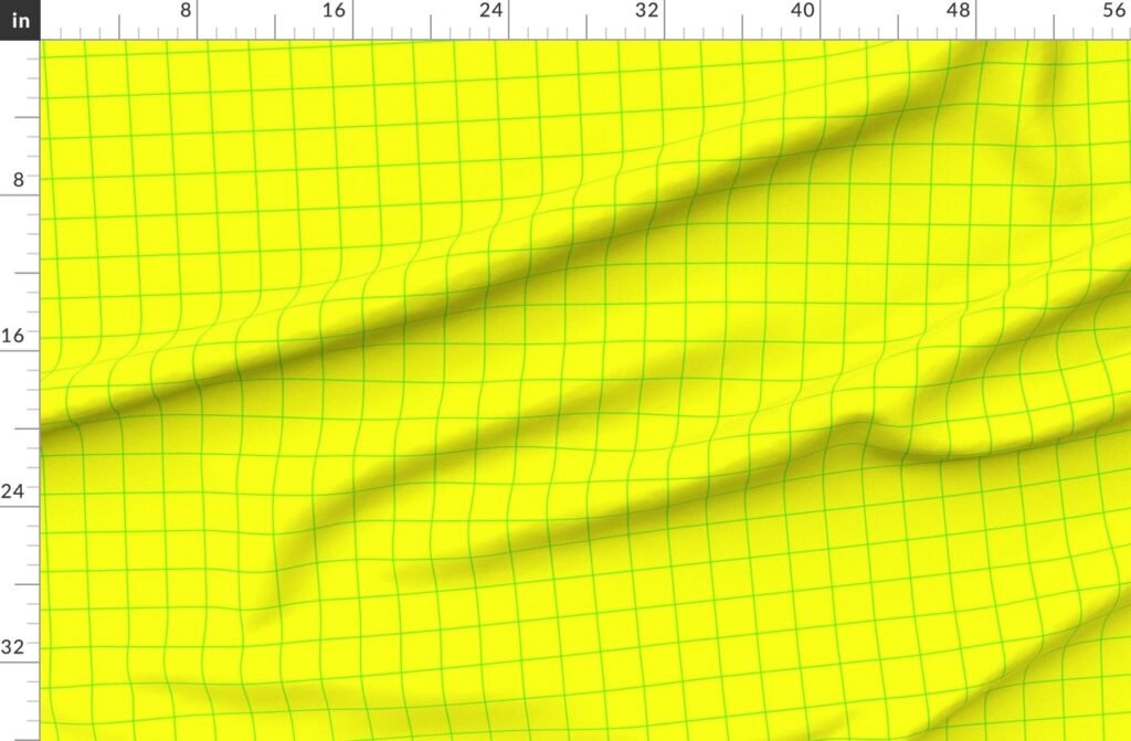 Green on Yellow on Lemon and Lime Grid 2 inch Fabric design