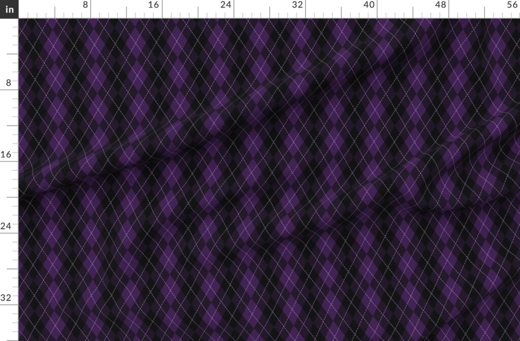 Dark Purple Argyle Diamond Check Fabric design