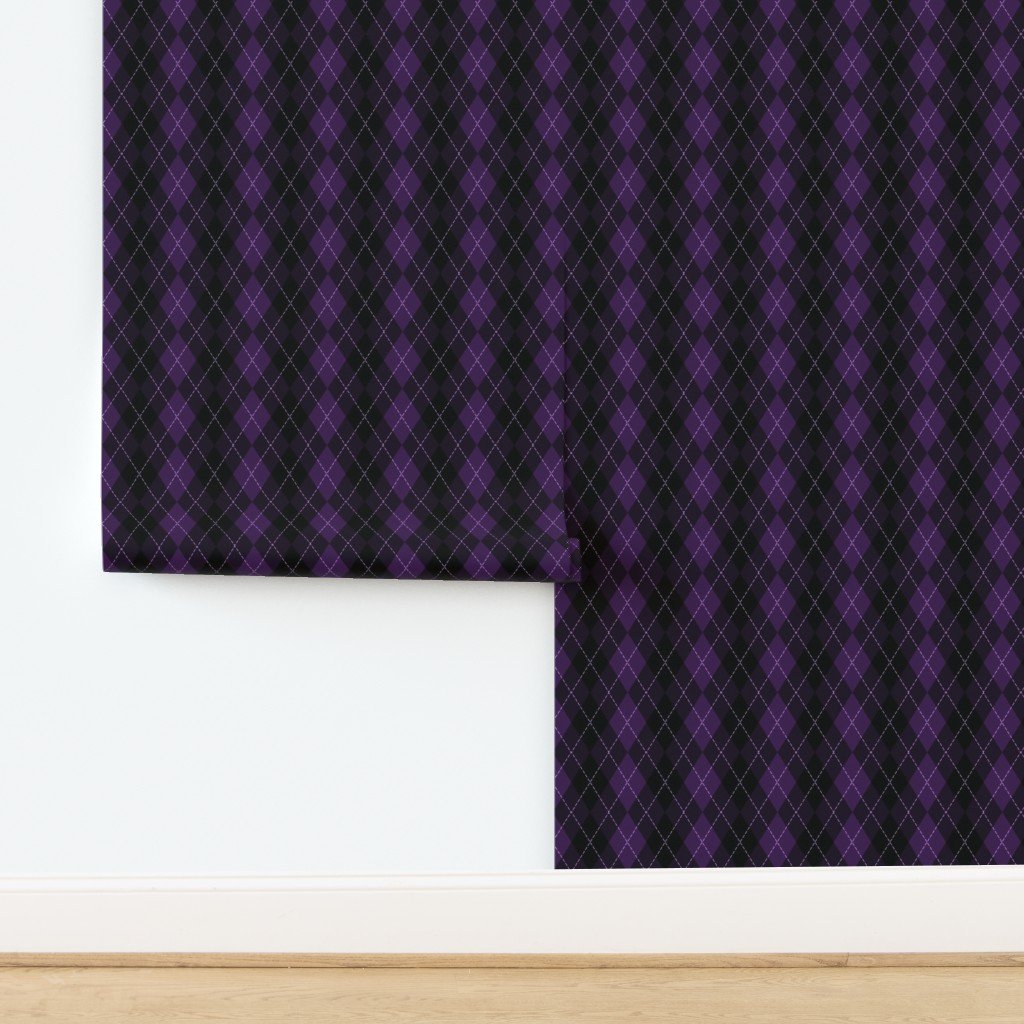 Dark Purple Argyle Diamond Check Wallpaper design