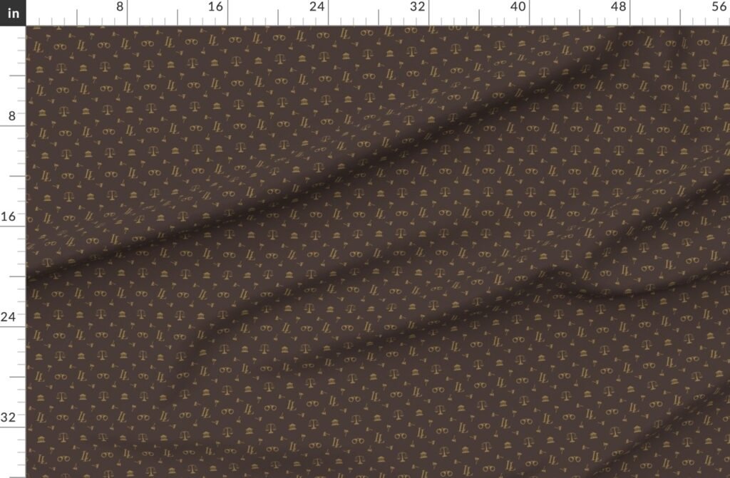 Louis Lawyer Symbols and Motifs in Tan on Brown Fabric design