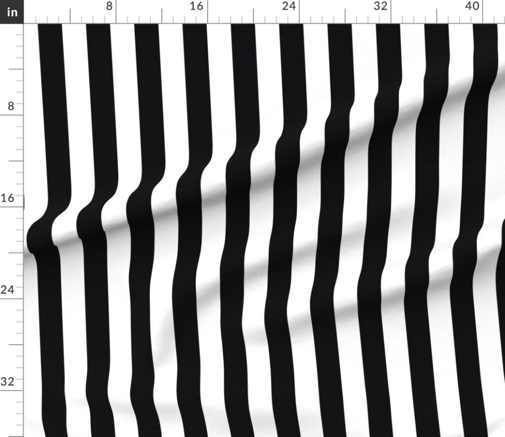 Licorice Black and White 2" Stripes REVERSED Fabric design