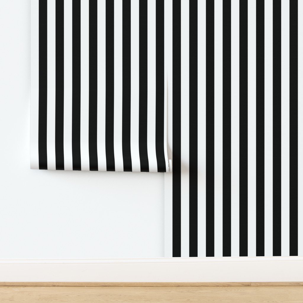 Licorice Black and White 2" Stripes REVERSED Wallpaper design