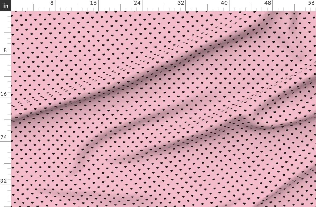 Mini Black Valentines Polkadot Love Hearts on Cotton Candy Fabric design