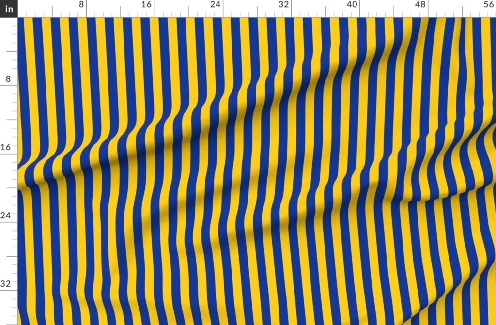 School Colors Vertical One Inch Stripe Blue and Gold Mairemont HS Fabric design