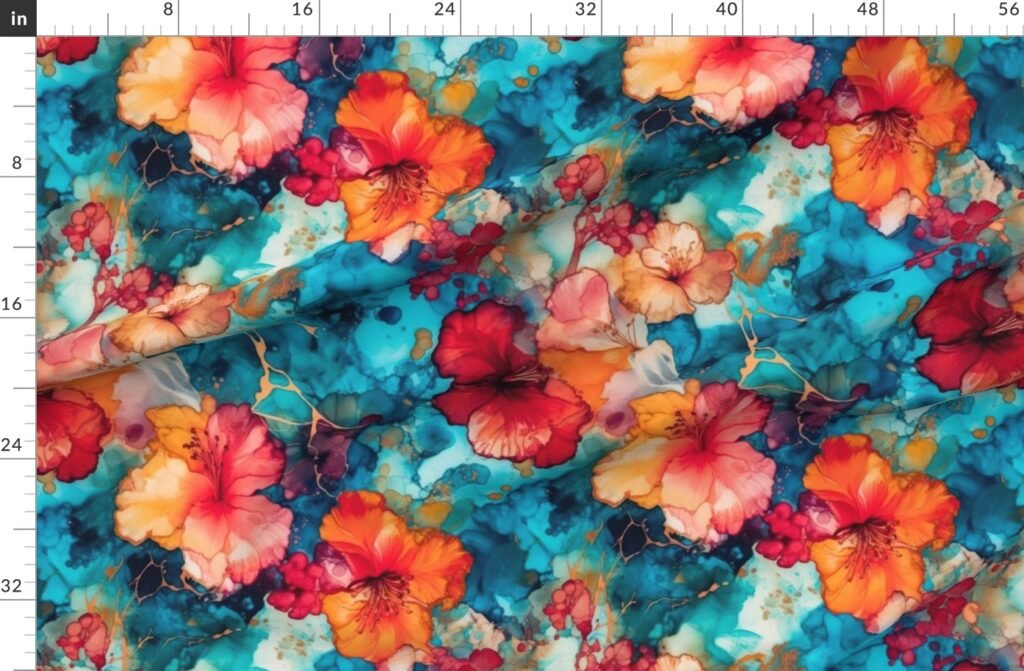 Hawaiian Alcohol Ink Fabric design