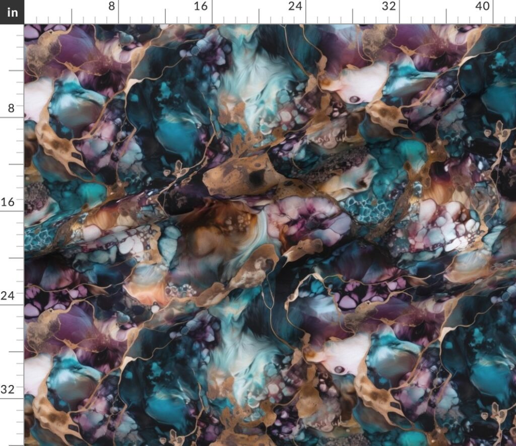 Moonstone and Gold Alcohol Ink 3 Fabric design