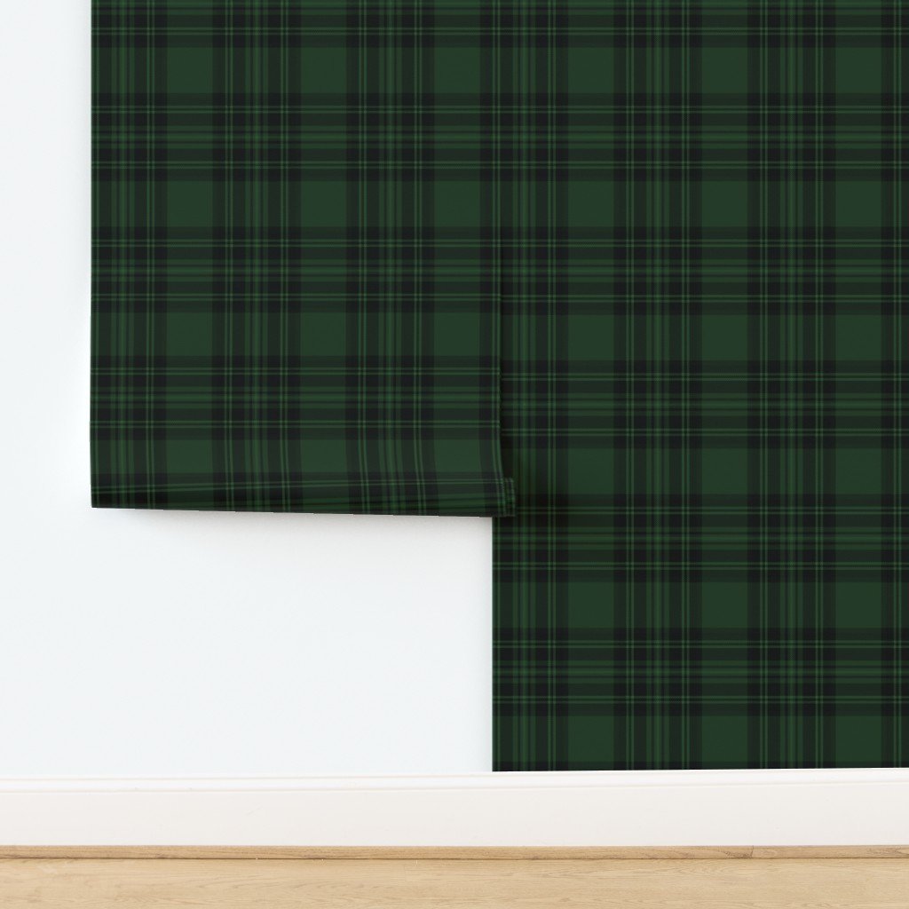 Jumbo Hunter Green Christmas Stewart Tartan Wallpaper design