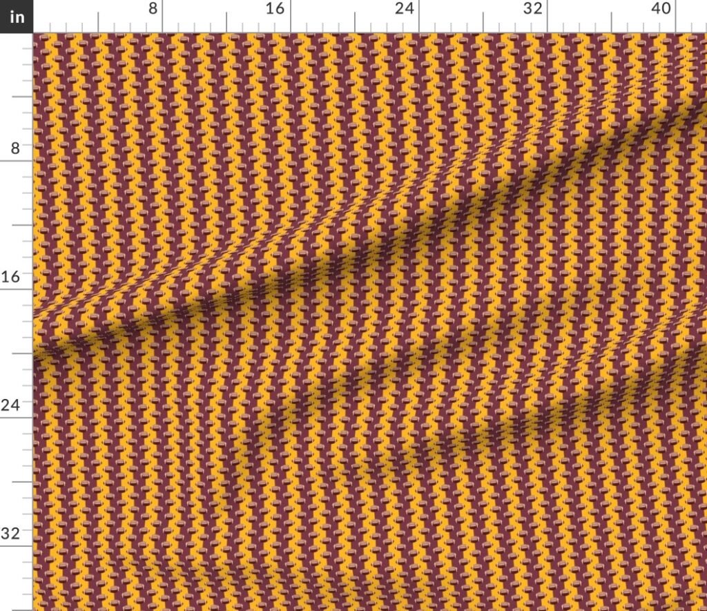 Mini Footballs Washington's Famed Team Colors Burgundy and Gold Fabric design
