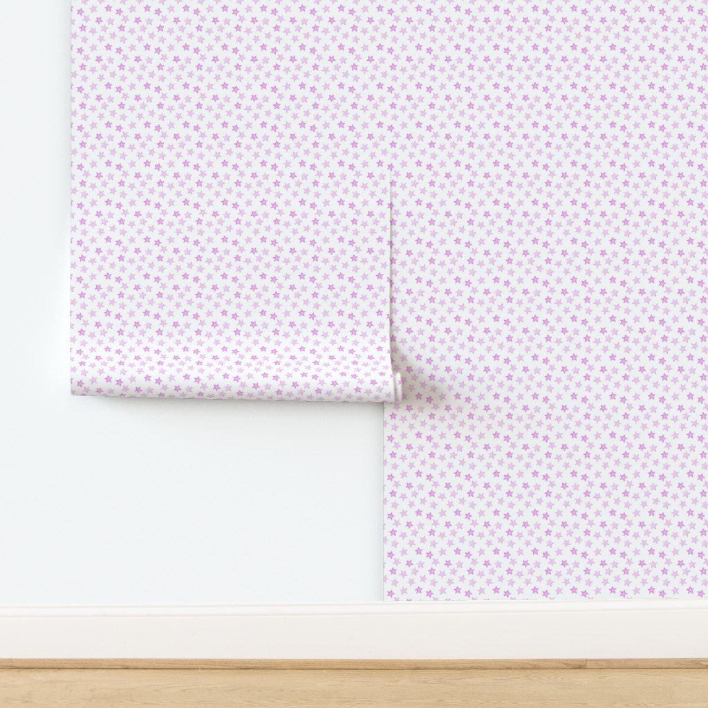 Small Faded Pink Christmas Stars on White Wallpaper design