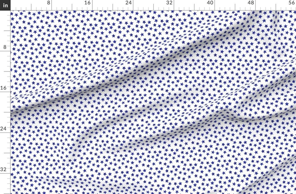 Small Faded Royal Blue Christmas Stars on White Fabric design
