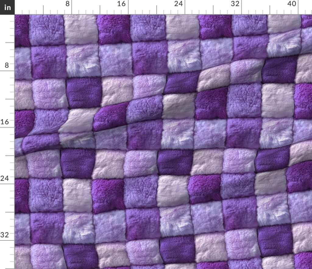Large Violet Faux Fur Patchwork Fabric - Luxurious Plush Texture Fabric design