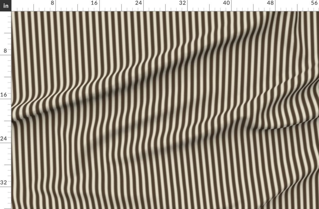 Serrated Rockpool Brown Small Stripe on Cream Fabric design