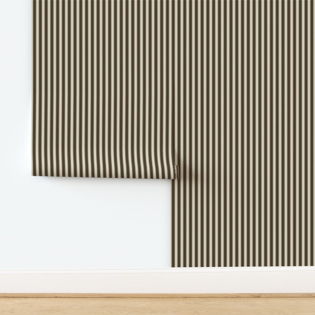 Serrated Rockpool Brown Small Stripe on Cream Wallpaper design