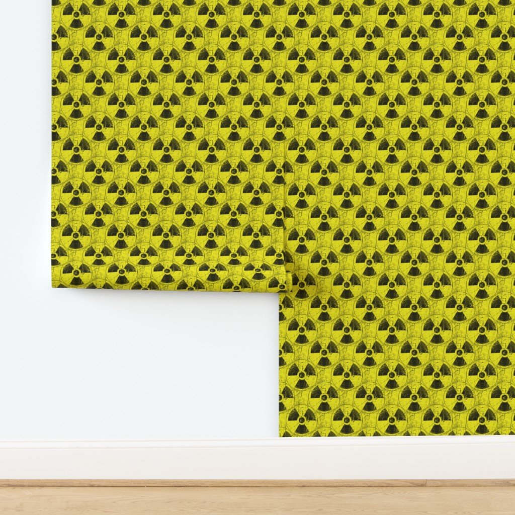 Toxic Yellow and Black Radiation Warning Grunge Pattern Wallpaper design