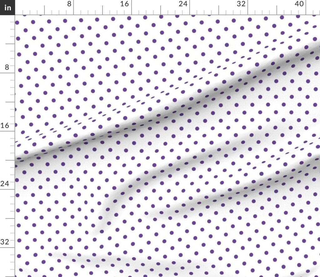 Ultra Violet Purple Polkadots on White Fabric design