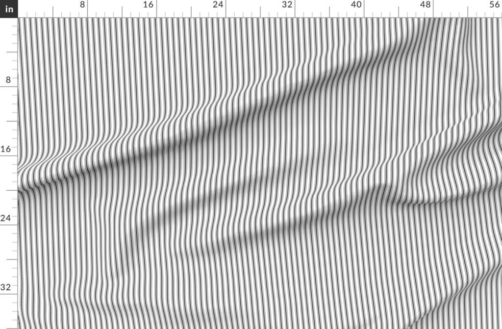 Mattress Ticking Narrow Striped Pattern in Dark Black and White Fabric design