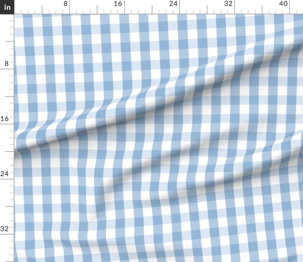 Airy Blue Gingham Check Fabric design