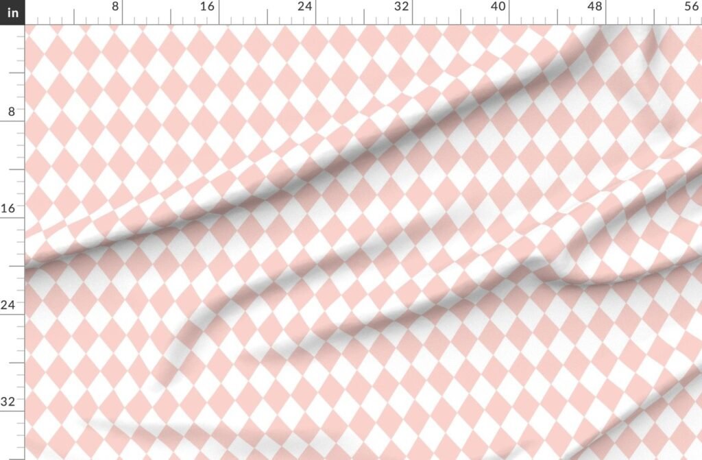 Pink Rosebud Small Modern Diamond Pattern Fabric design