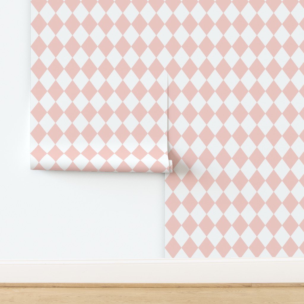 Pink Rosebud Small Modern Diamond Pattern Wallpaper design
