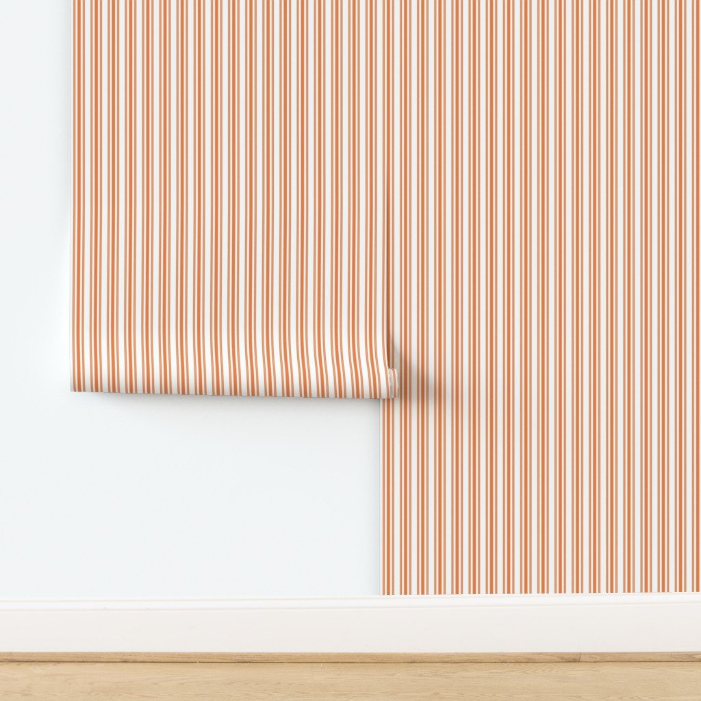 Trendy Large Orange Soda French Mattress Ticking Double Stripes Wallpaper design