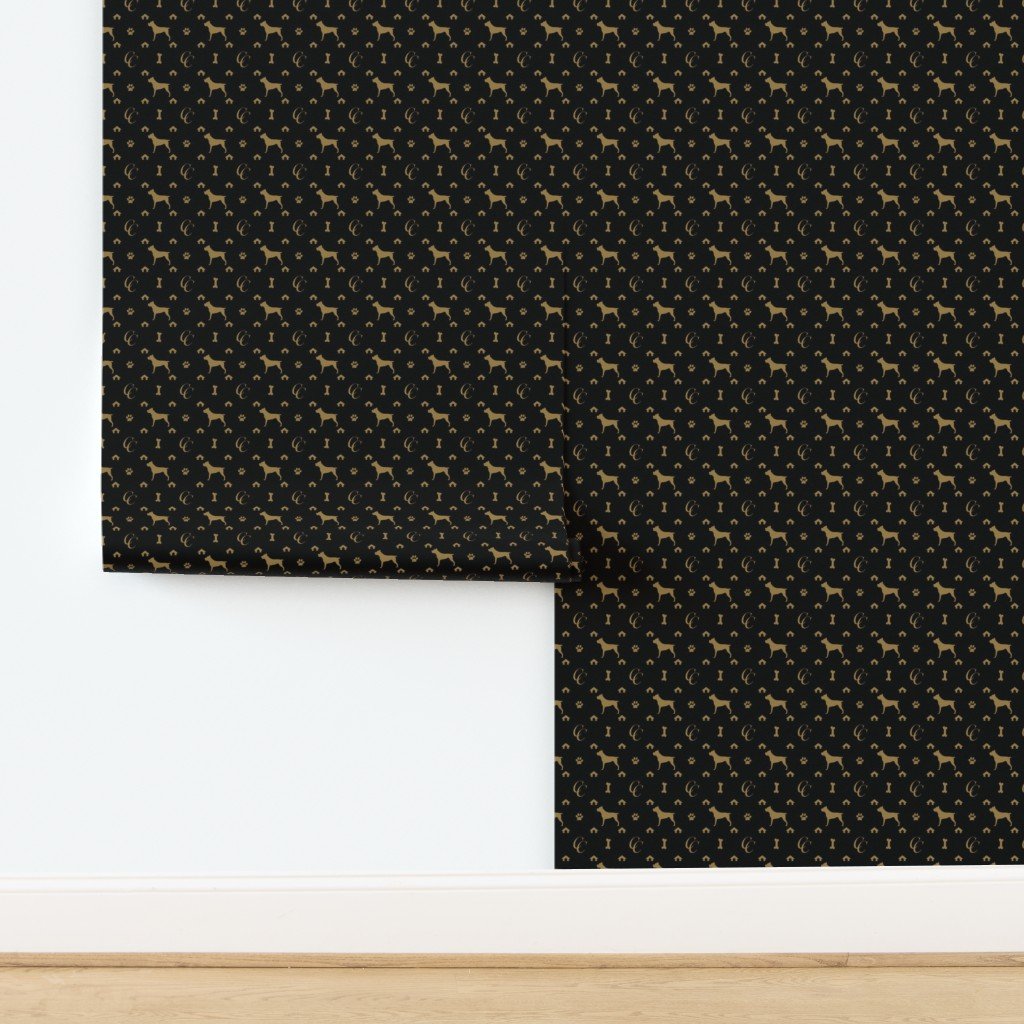 Cane Corso on Black with Louis Luxury Motifs in Tan Wallpaper design