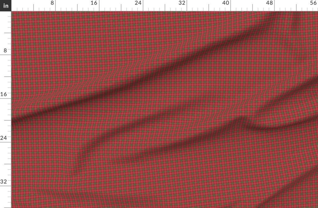 Christmas Berry Red and Green Tartan with Beige and White Lines Fabric design