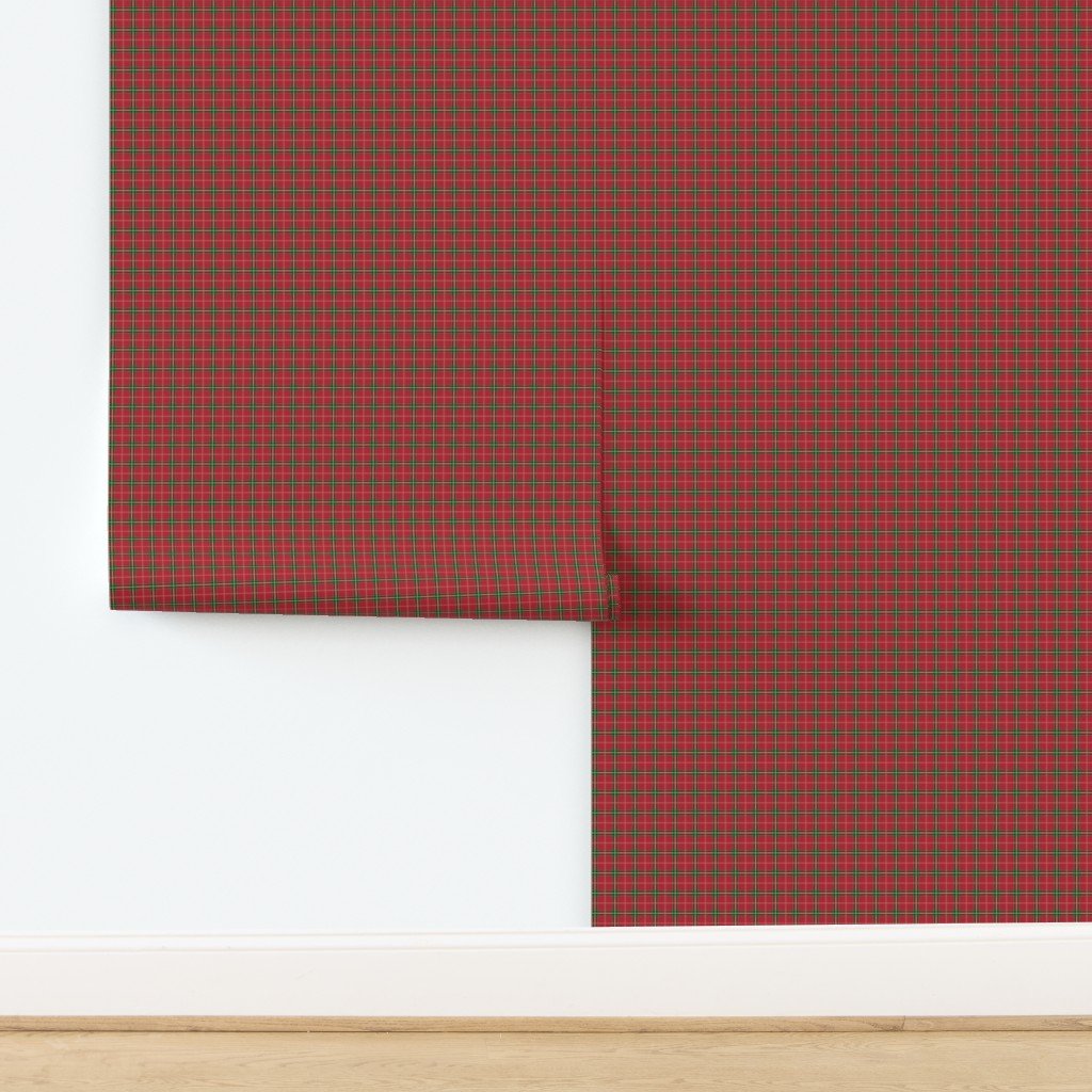 Christmas Berry Red and Green Tartan with Beige and White Lines Wallpaper design