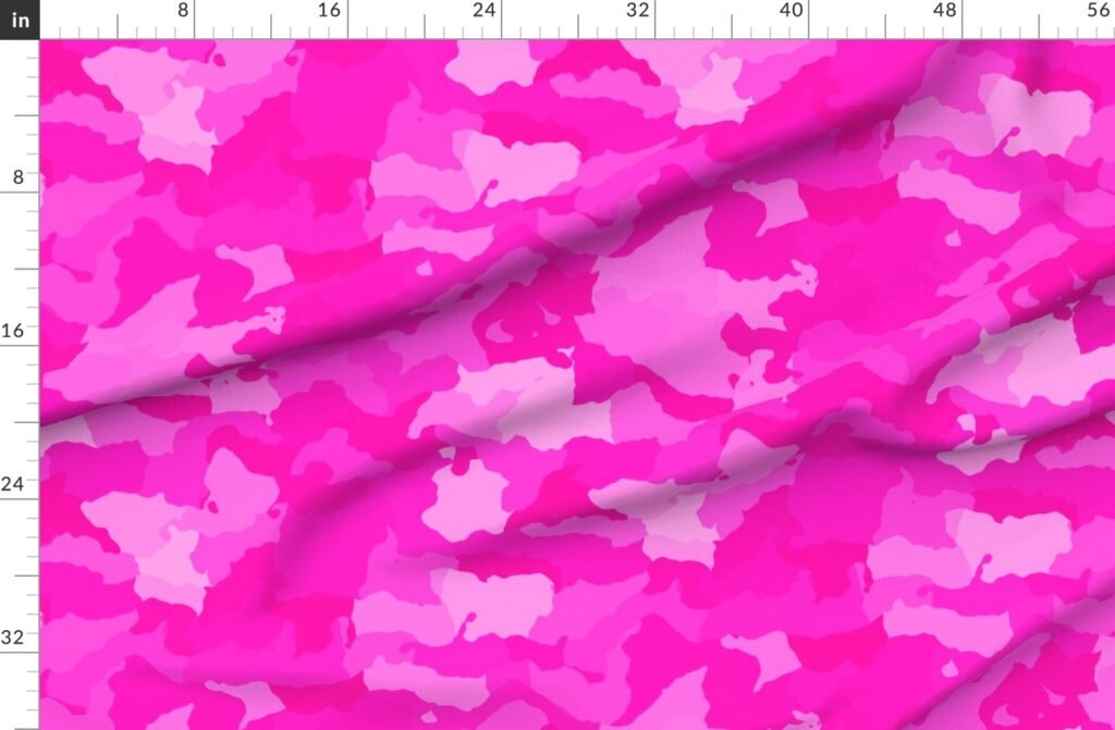 Hot Shocking Neon Pink Girlie Feminine Camo Camouflage Pattern Fabric design