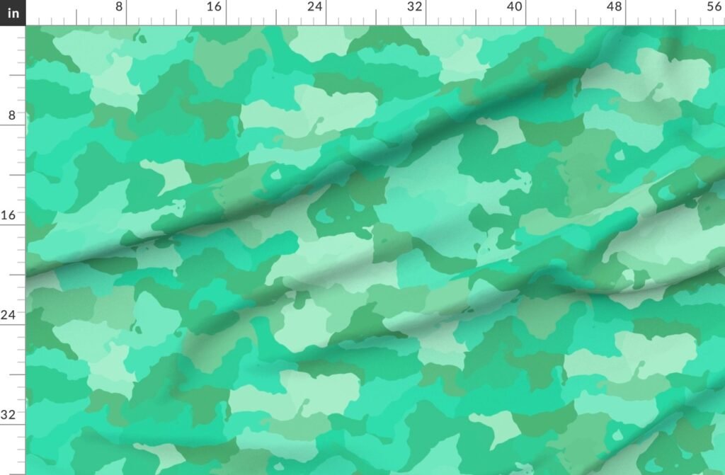 Sea Mint Camo Camouflage Pattern Fabric design