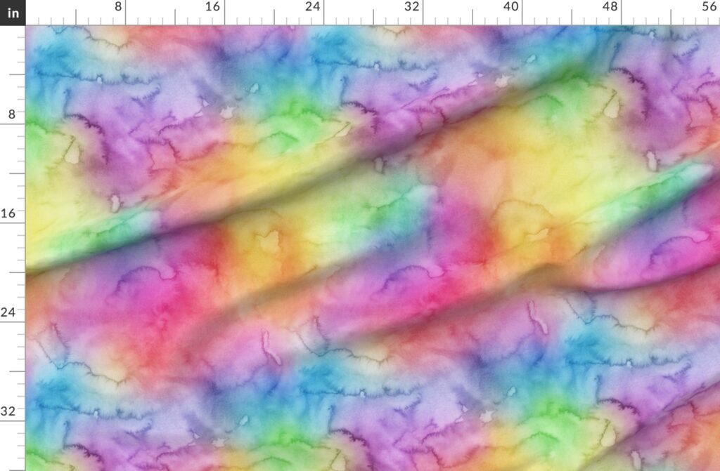 Bright Yellow Green Blue Pink Pastel Rainbow Watercolor Ombre Shades Fabric design