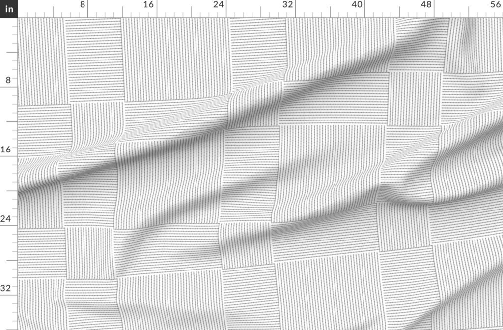 Patchwork Quilt Squares in Shades of Grey Seersucker-look Stripes Fabric design