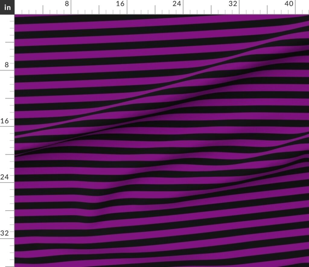 Halloween Holiday 1 inch Black and Zombie Purple Witch Stripes Fabric design