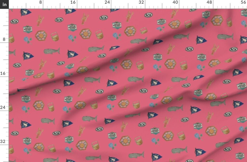 Nantucket Island Hand Painted Watercolors of its Symbols Signs and Fabric design