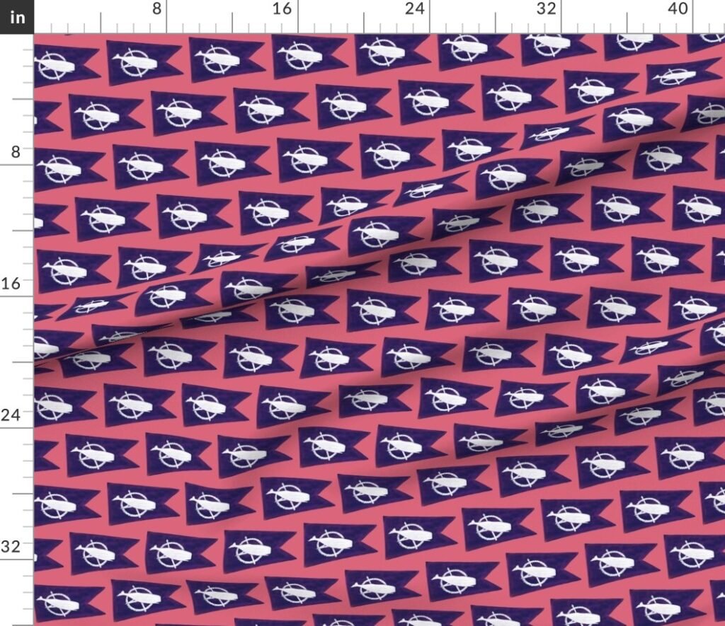 Nantucket Sperm Whale Burgee Flag on Nantucket Red Hand-Painted Fabric design