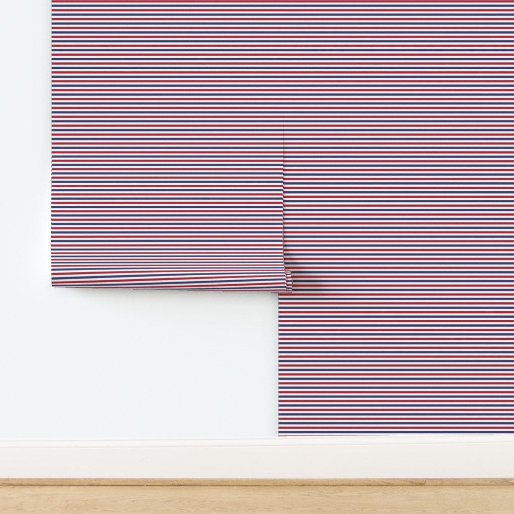 1/4 inch Flag Red White and Blue Alternating H Pin Stripes Wallpaper design