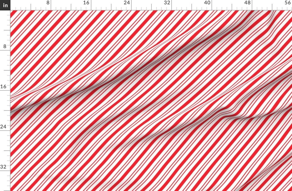 Red Diagonal Christmas Candy Stripes Fabric design