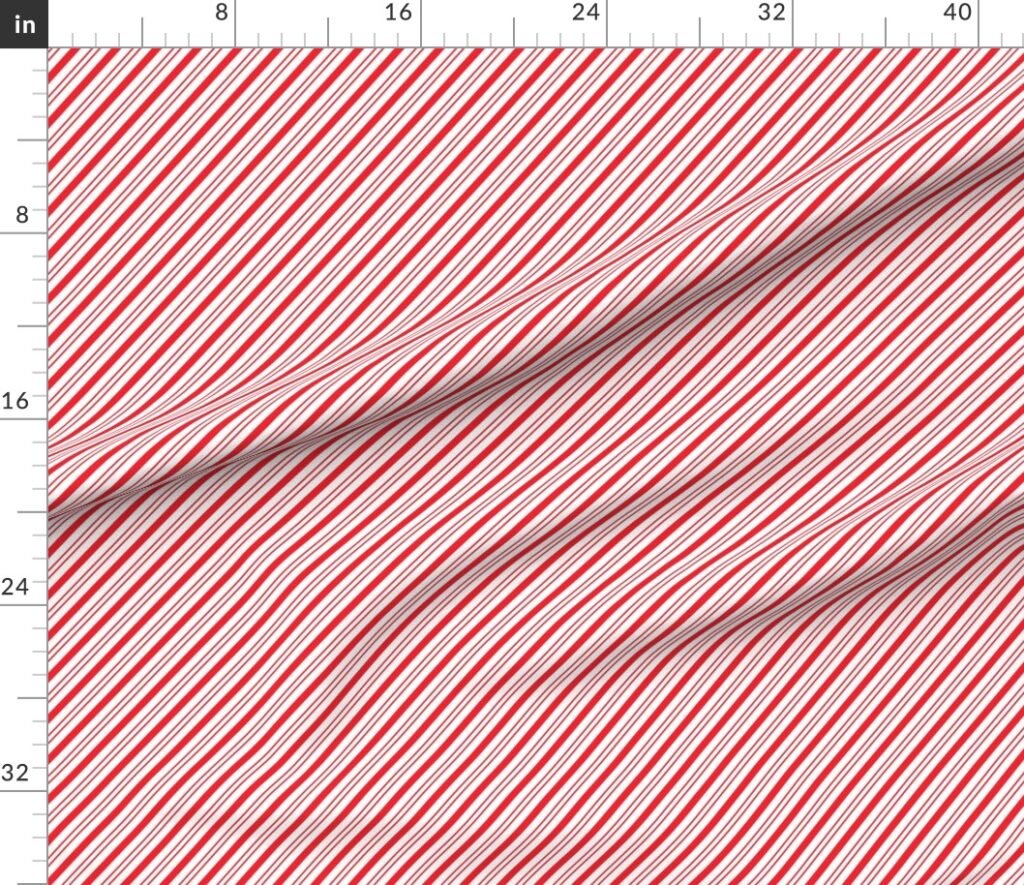 Small Classic Red Diagonal Christmas Candy Stripes Fabric design